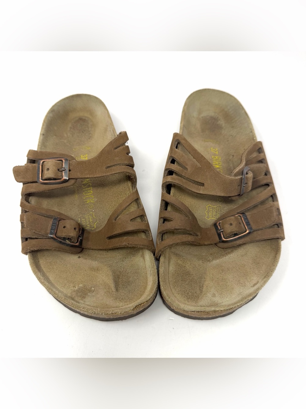 Birkenstock Womens Granada Strappy Buckle Sandal Sz 37 / 6 Tobacco Leather GUC